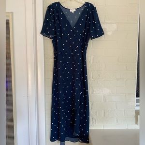 Blue & White  Everly Polka Dot Wrap Dress